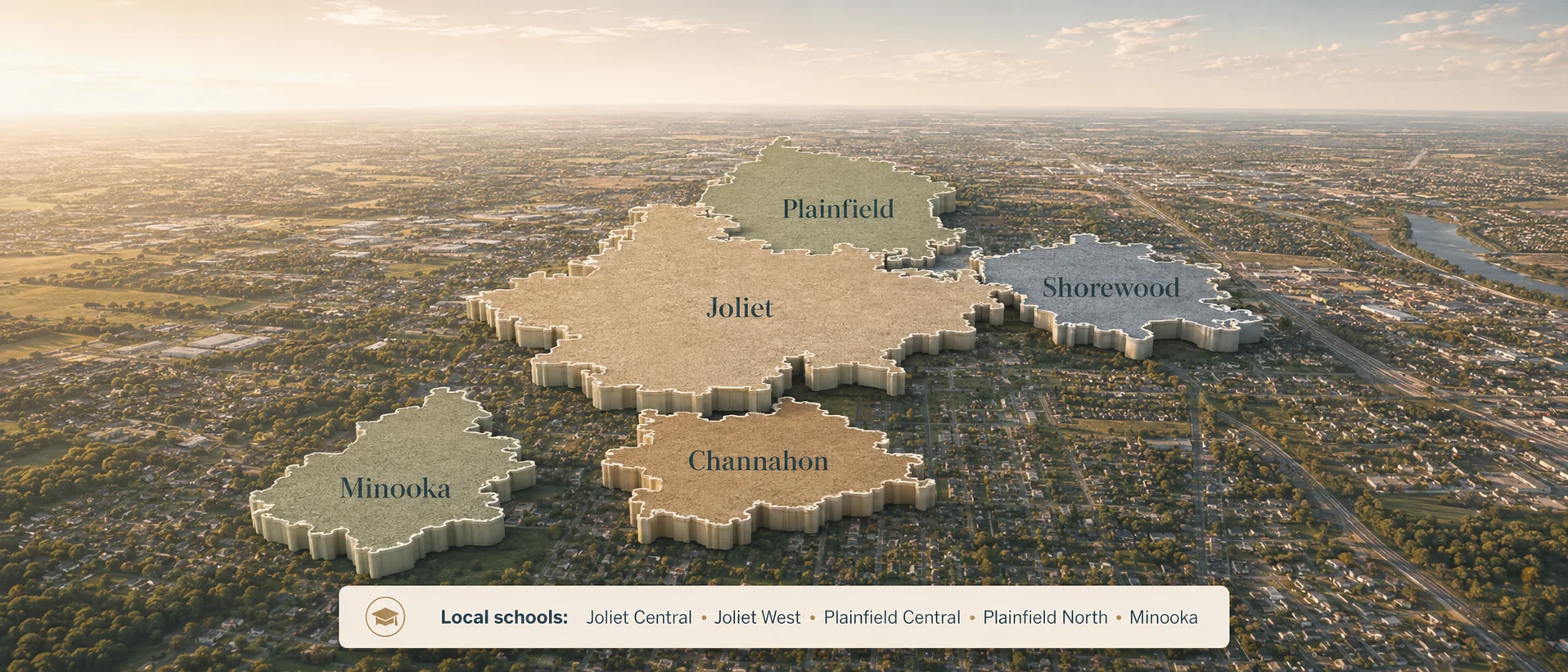 Joliet and Plainfield area service map showing Joliet, Plainfield, Shorewood, and Crest Hill.