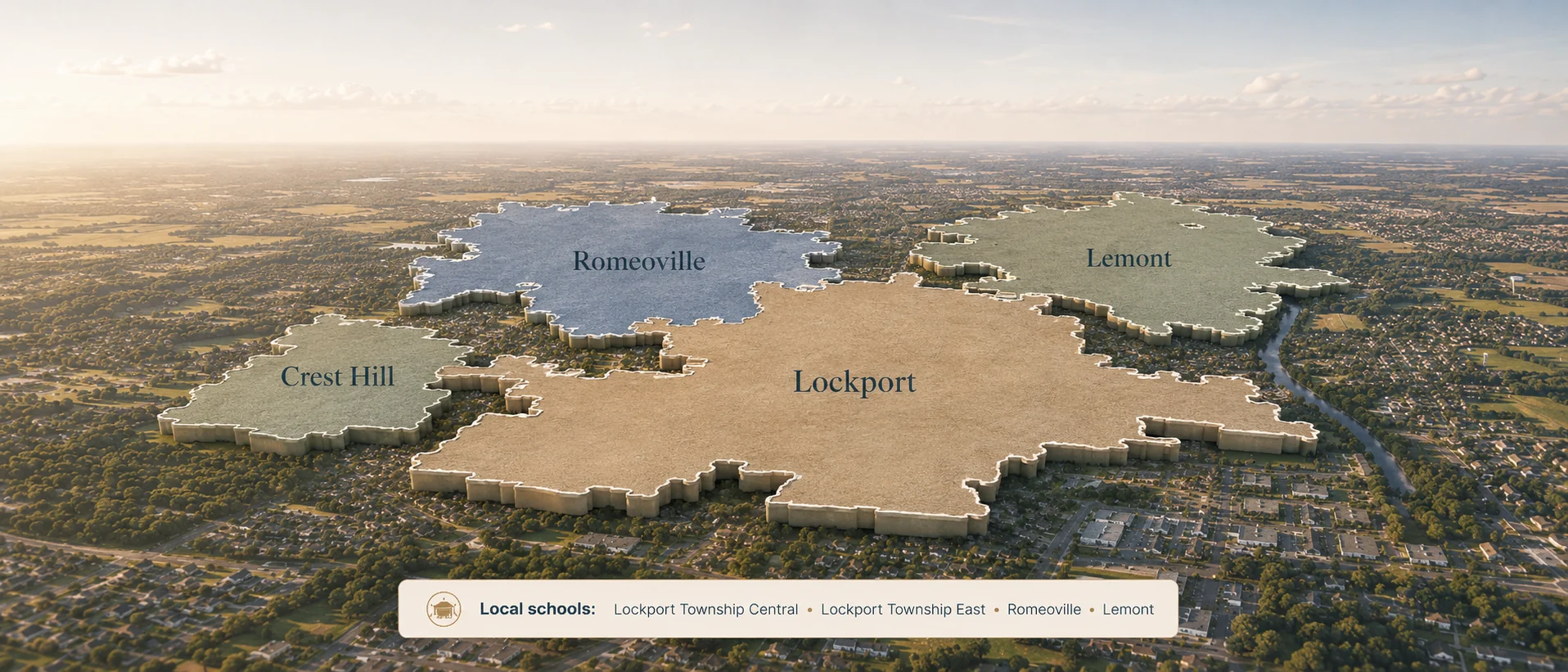 Lockport area service map showing Lockport, Romeoville, Shorewood, and Crest Hill.